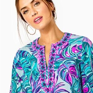 NWT Lilly Pulitzer Coretta Tunic in Seasalf Blue Don’t Wanna Leaf, size L